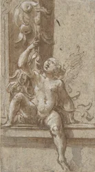 A Putto Seated on a Frame, ca. 1538-40