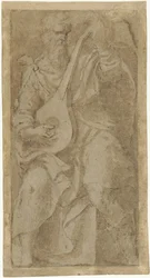 Old Man Playing a Lute