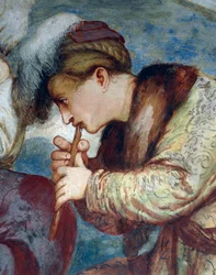 Flute quartet, (detail) of frescoes by Girolamo Romanino (ca 1484-after 1559), Commissioned by Bernardo Clesio