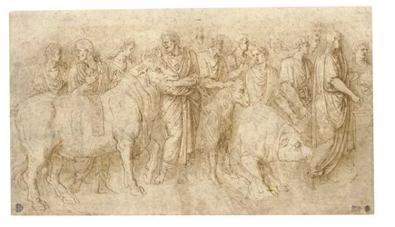 Priests leading a bull, a ram and a boar to an altar, after the Antique