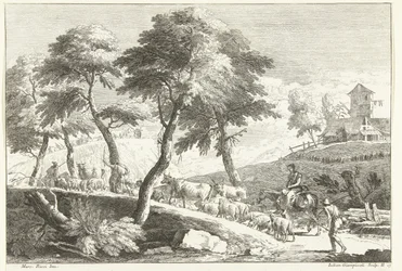 Hilly Landscape with Shepherds and Cattle