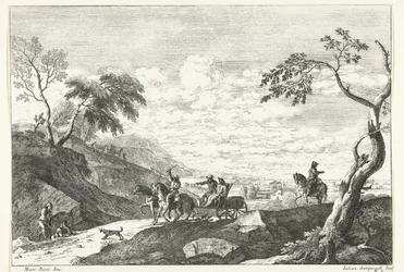 Hill Landscape with Two Men in Carriage Italian Landscapes