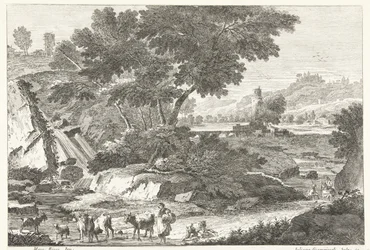Landscape with Shepherds and Cattle by a Waterfall Italian Landscapes (series title)