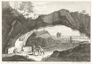 Landscape with Stone Bridge and Several Figures (series title: Italian Landscapes)