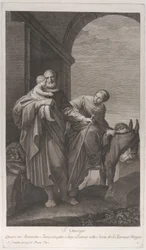 Saint Joseph carrying the Christ Child on the flight into Egypt