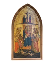 Enthroned Madonna with Child Among Four Angels and Saints