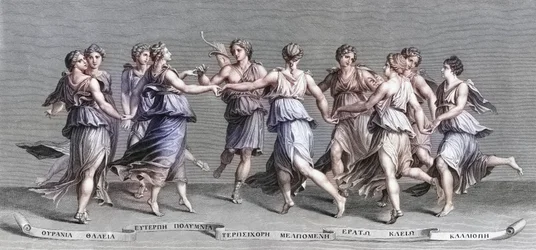 Apollo Dancing with His Nine Olympian Muses