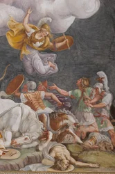 A Battle, (detail) The Trojan Horse, Chamber of Troy (Sala di Troia)