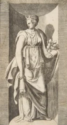 Diana Holding Fruit in Her Left Hand Standing Within a Niche