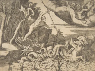Neptune in His Chariot Being Drawn by Seahorses, from the 