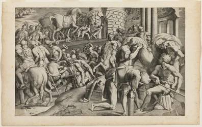The Trojan Horse Being Dragged into the City of Troy