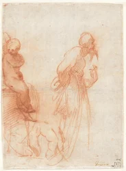 a) Studies of Figures and a Hand (recto); b) Studies of a Bull (verso), c.1530