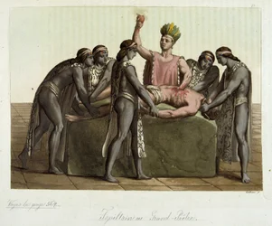 Topiltzin (High Priest of Ancient Mexican Civilizations) Making a Human Sacrifice - in 