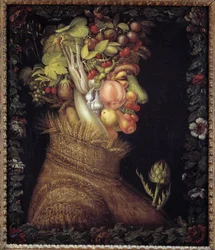 The Summer. Allegory about the Seasons. Painting by Giuseppe Arcimboldo (1527-1593). Musee du Louvre