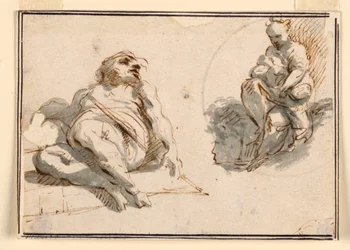 A Sleeping Man and Mother with Baby