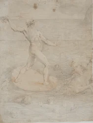 Neptune calming the winds of the storm that scattered Aeneas’s ships