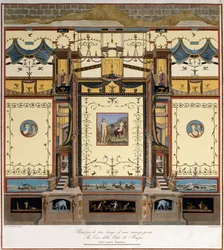 A length of long wall in a room in a house in Pompei