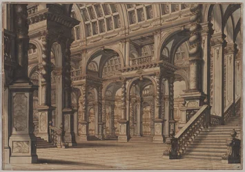 Monumental Vaulted Hall with Staircase, Second Quarter 18th Century
