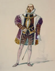 Costume for Alvise in Act III of La Gioconda by Amilcare Ponchielli, sketch by Giuseppe Palanti