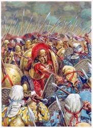 Battle of the Thermopylae: The Spartan army commanded by Leonidas I fighting alongside the Greeks against the Persians in 480 BC