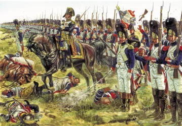 The Battle of Essling (or Battle of Aspern) in May 1809 (Illustration by Giuseppe Rava)