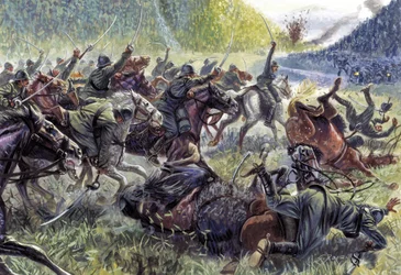 First World War: The Italian cavalry charging at the charge of Stupizza, near Caporetto