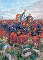 Italian Campaign of 1859: the charge of the Zouaves of the French Army of Napoleon III during the Battle of Solferino on 24 June 1859