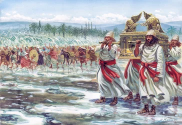 Joshua Carrying the Ark of the Covenant Crosses the Jordan River with the Jewish People