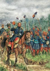 Napoleon III (1808-1873) a horse greeted by his army