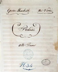 First Page of Original Musical Score of Macbeth Opera by Giuseppe Verdi