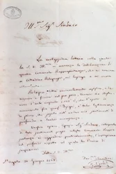 Handwritten letter of Giuseppe Verdi to Bologna mayor when he became honorary citizen, June 20