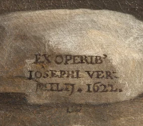 Signature of the Artist, Nativity (detail), 1622