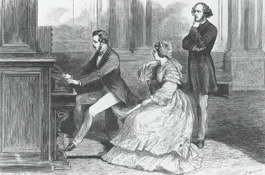 Prince Albert of Saxe playing in front of Queen Victoria and Felix Mendelssohn Bartholdy