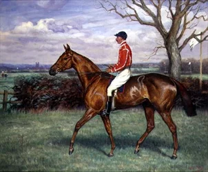 A Steeple Chaser with Jockey Up