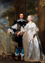 "Portrait of a Married Couple in the Park". Painting by Gonzales Coques (Cockes, Cocs) (1614/18-1684), 1662, dimensions 239 x 174 cm, Staatliche Museen, Berlin
