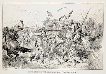 Clive leading the storming party at Devikota, an illustration from 