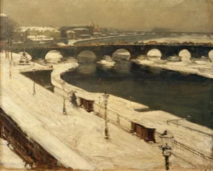 Elbe and Augustus Bridge in Winter