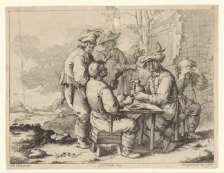 Five Farmers at a Table Outdoors