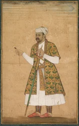 A Courtier, Possibly Khan Alam, Holding a Spinel and a Deccan Sword