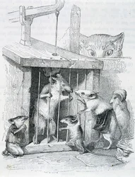 Trapped mouse surrounded by her torn family - by Grandville