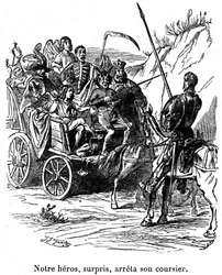 Illustration of the adventures of Don Quixote written by Cervantes