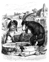The Fox and the Goat: Fable of La Fontaine Illustrated by Grandville