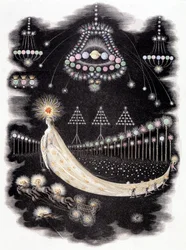 Peregrinations of a comet - engraving by Grandville, late 19th century