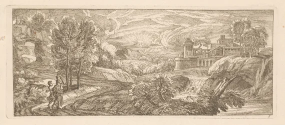 River Landscape with Two Walking Figures (series title: River Landscapes)