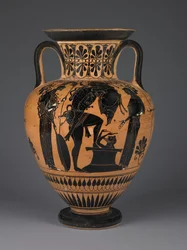 Athenian Attic Black-Figure Amphora with Heracles Carrying the Erymanthean Boar