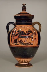 Belly Amphora depicting Priam and Achilles