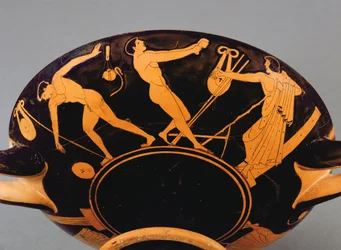 Kylix Cup Depicting Athletes and Symposiast, c.480 BC