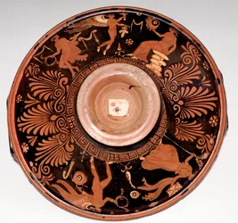 Patera with Maenad and Eros (terracotta, 325-300 BC)