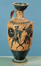 Attic Style Lekythos, depicting Hercules and the Amazons