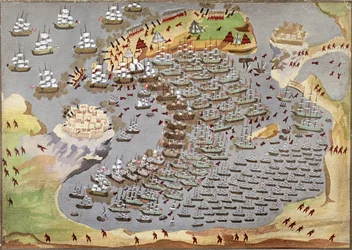 Battle of Navarino on the 20th October 1827, from the Pictorial History of the Greek War of Independence